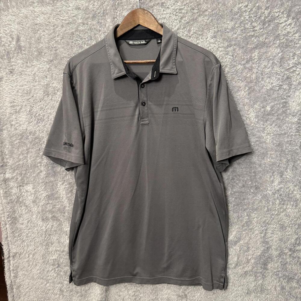 Travis Mathew Men's Gray Polo Shirt with Jameson Embroidery Size XL